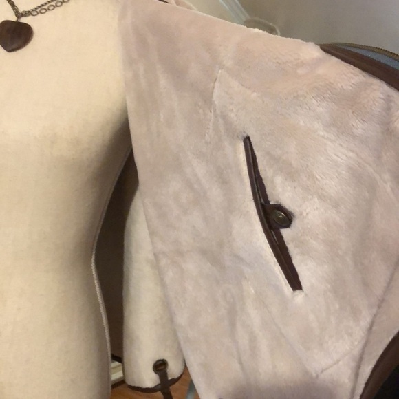 ANTHROPOLOGIE HEI HEI Gray Leather Hooded Reversible Pocket Poncho Top XS/S - Picture 13 of 16